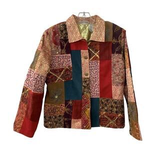 Draper’s & Damon’s Vintage Silk Blend Patchwork Jacket Medium Gold Lame Lined